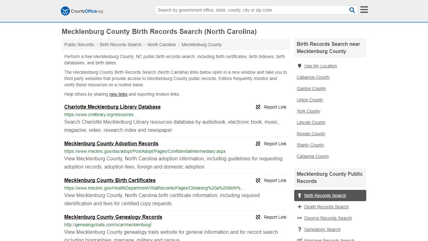 Mecklenburg County Birth Records Search (North Carolina) - County Office